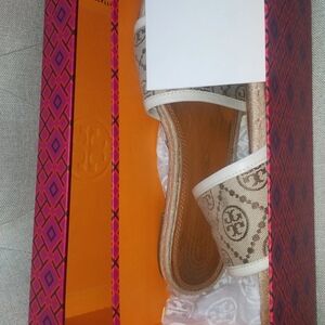 Tory Burch Beige Slide Sandals